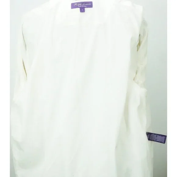 Ralph Lauren Purple Label RLPL White Belted Coat Sz L New W/o Tags